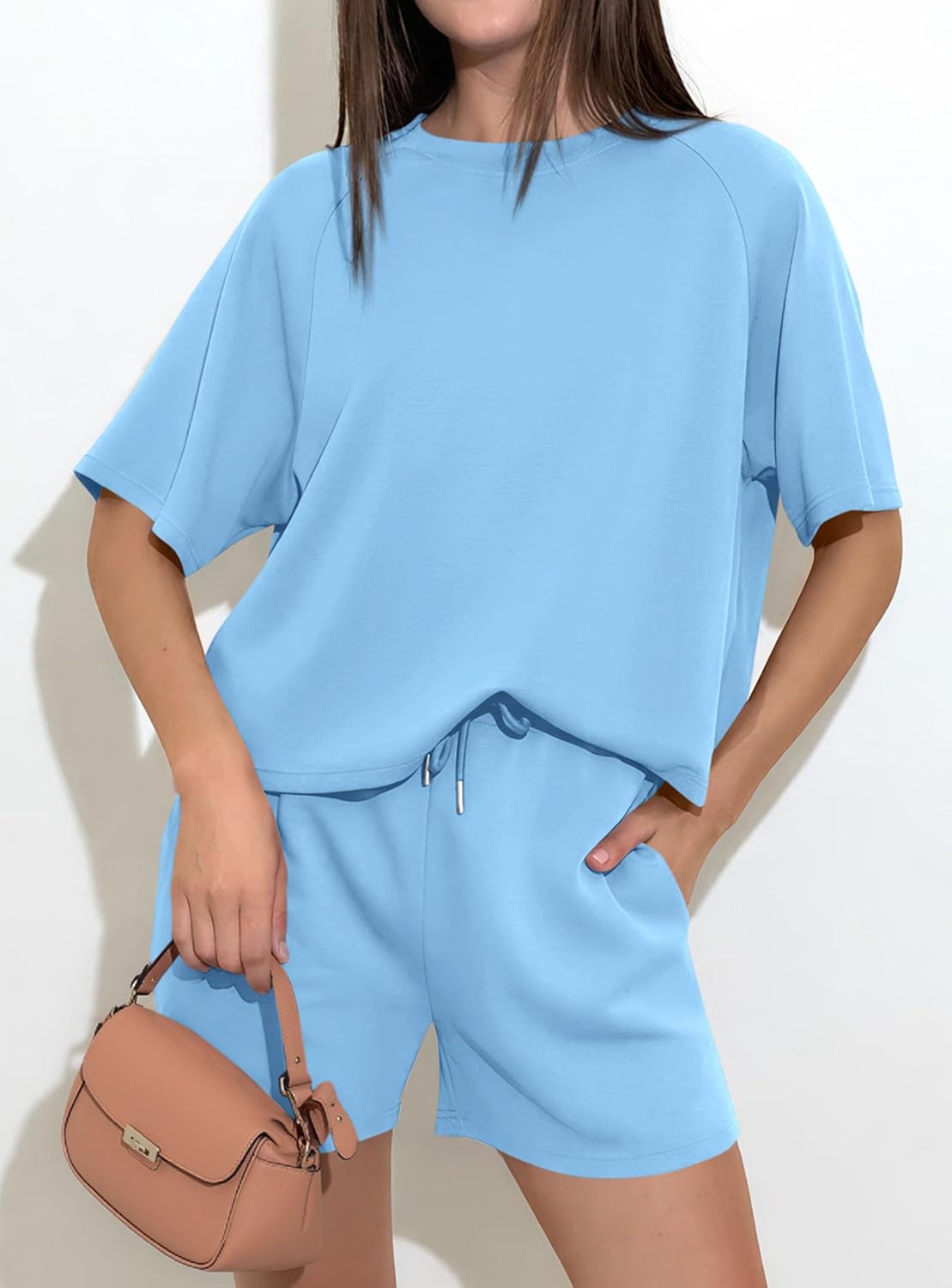 PRETTYGARDEN Women 2 Piece Lounge Sets Short Sleeve Shirts Workout Tops Shorts Matching Clothing 2026 Summer Vacation Outfits - Image 3