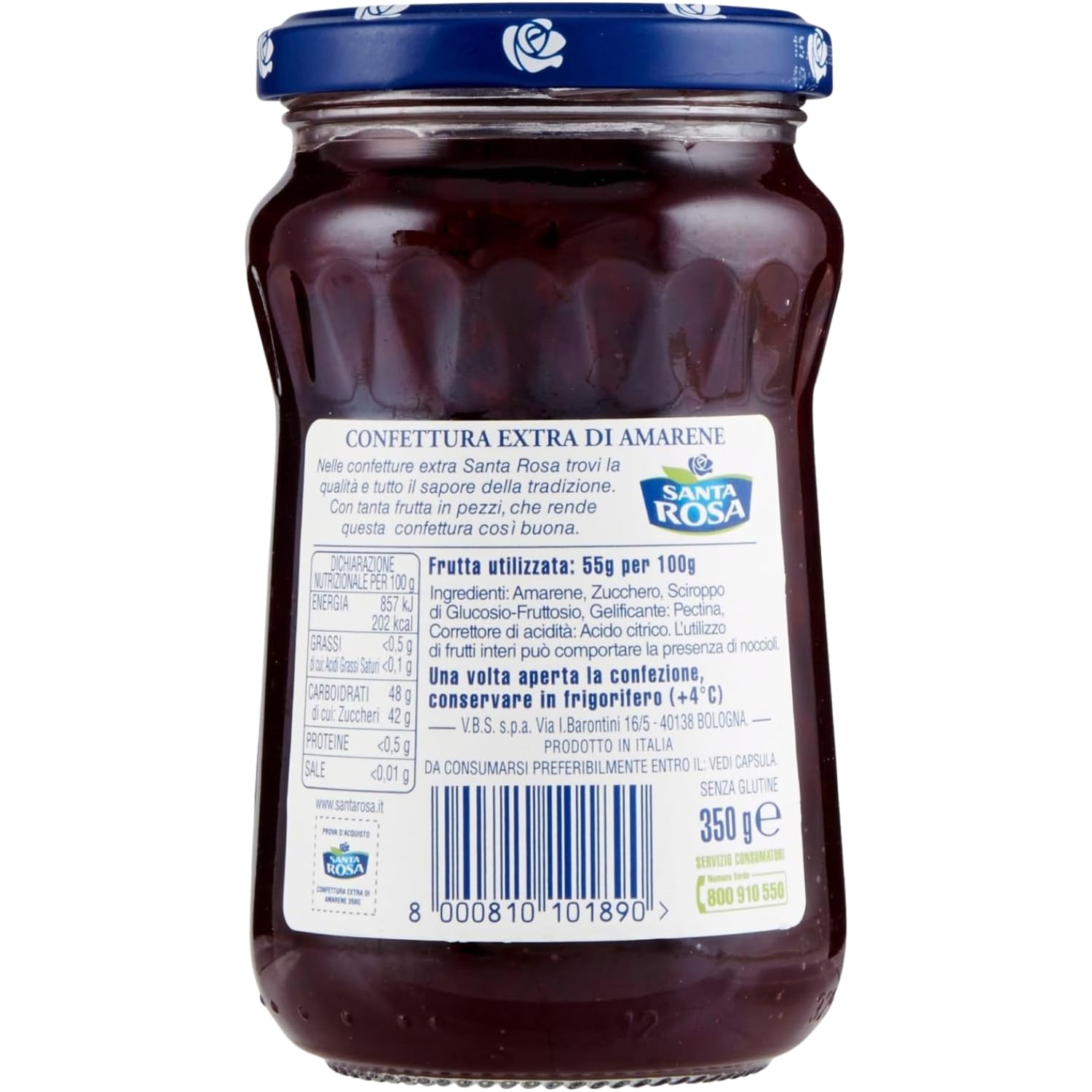 Confettura di Amarene 350 g – Marmellata con Frutta a Pezzettoni Ideale per Colazione e Dolci – Variazioni 4/8/12 Pezzi (12 PEZZI)