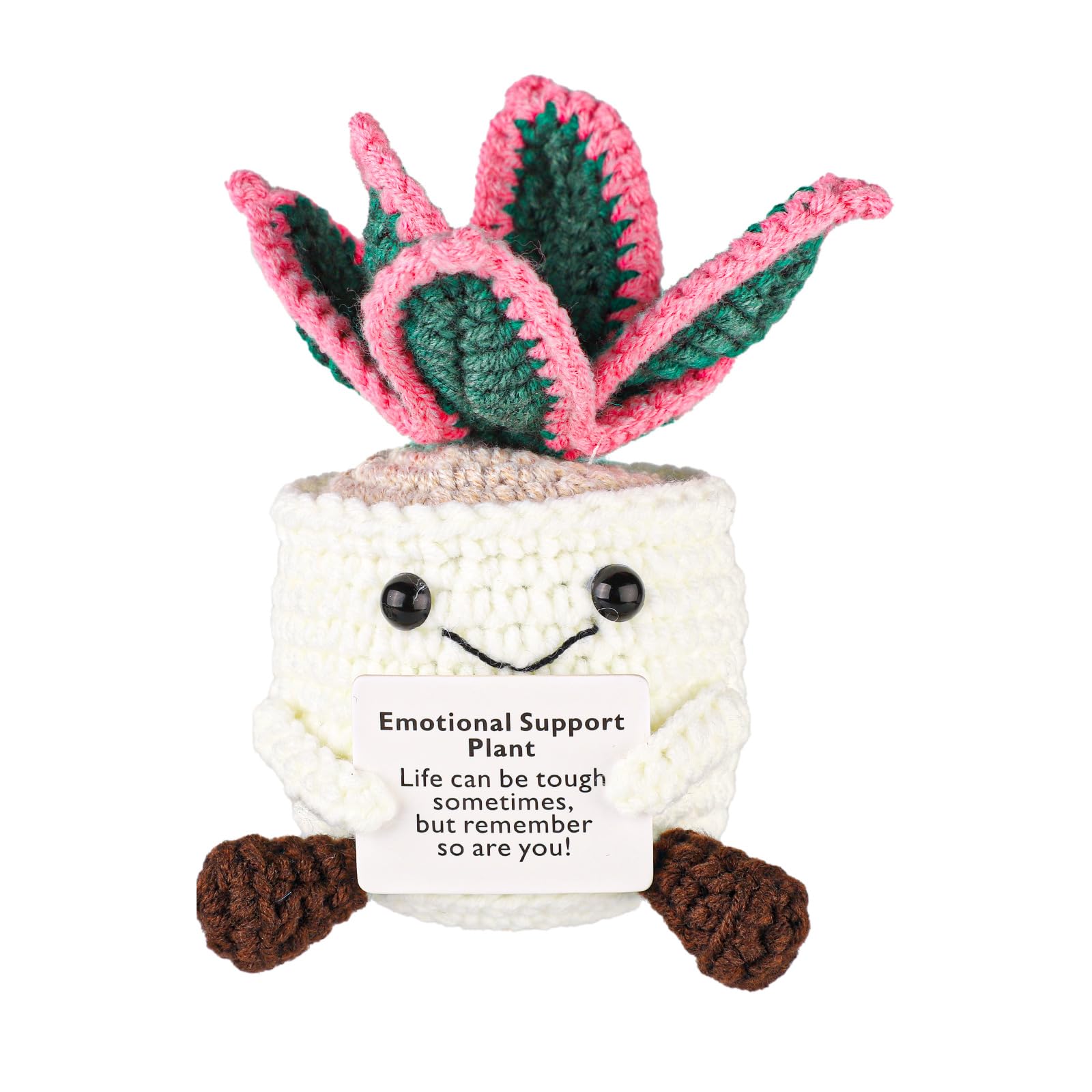 TOYMIS Positive Oyster Plant, Plant Plush Flower Crochet Positive Affirmation Crochet Succulent Mini Positive Support Potted Plant Potato Doll with Encouraging Card for Inspirational Gift Home Decor