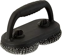 Outset 76226 Short Handle Mesh Grill Brush - Bristle-Free Steam Scrubber, Safe for Porcelain Grates & All BBQ Types