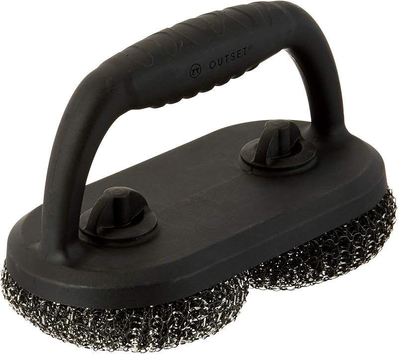 Outset 76226 Cepillo para fregar parrilla de malla con mango corto, negro