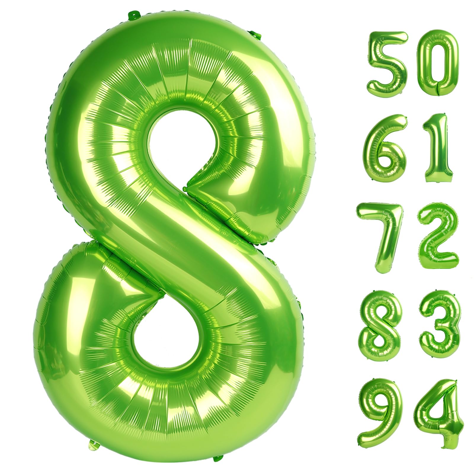 Light Green 8 Balloon - Number Balloon 40 Inch, 8th Light Green Decorations