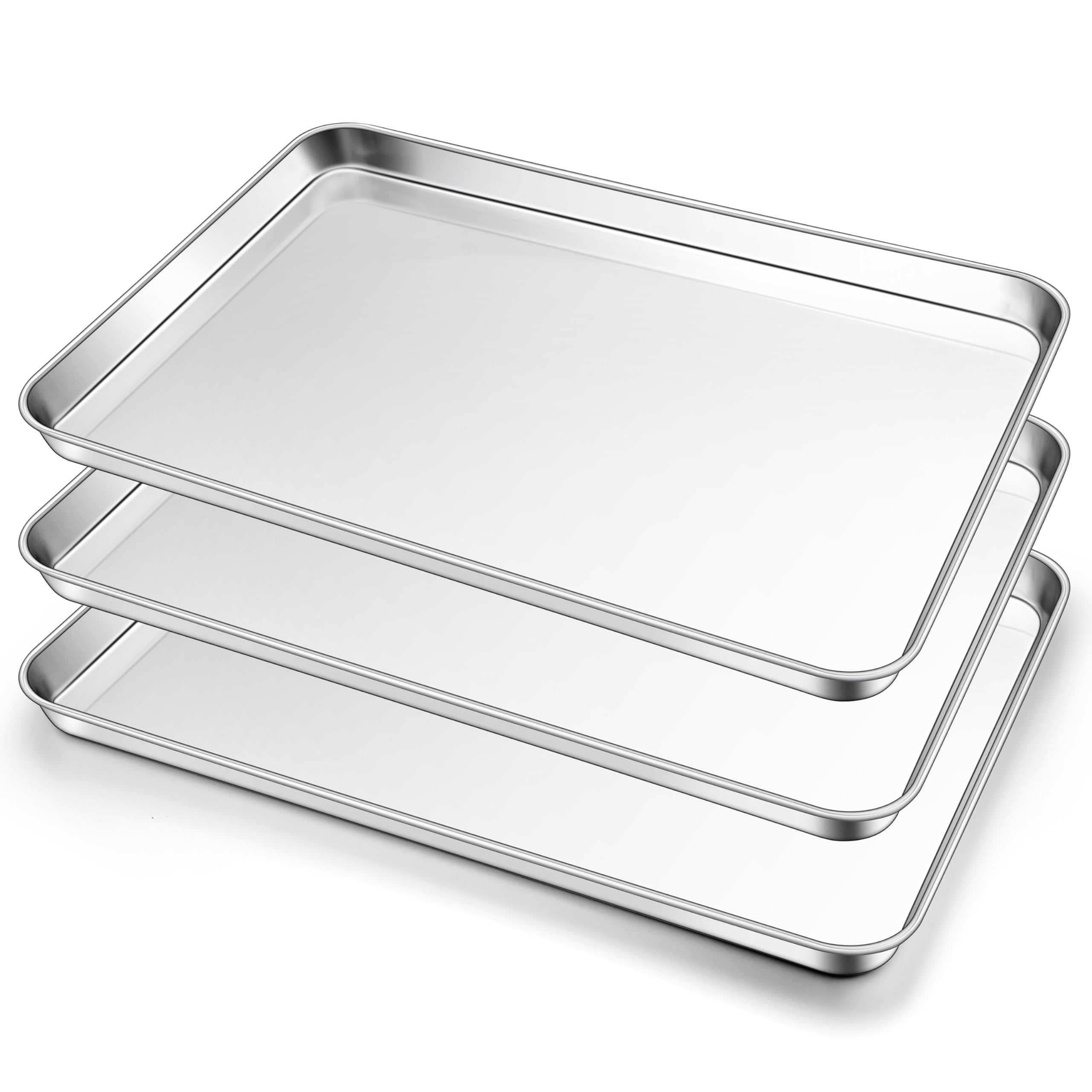 Homikit 3 Pack 18x13 Inch Stainless Steel Baking Half Sheet Set, Heavy Duty
