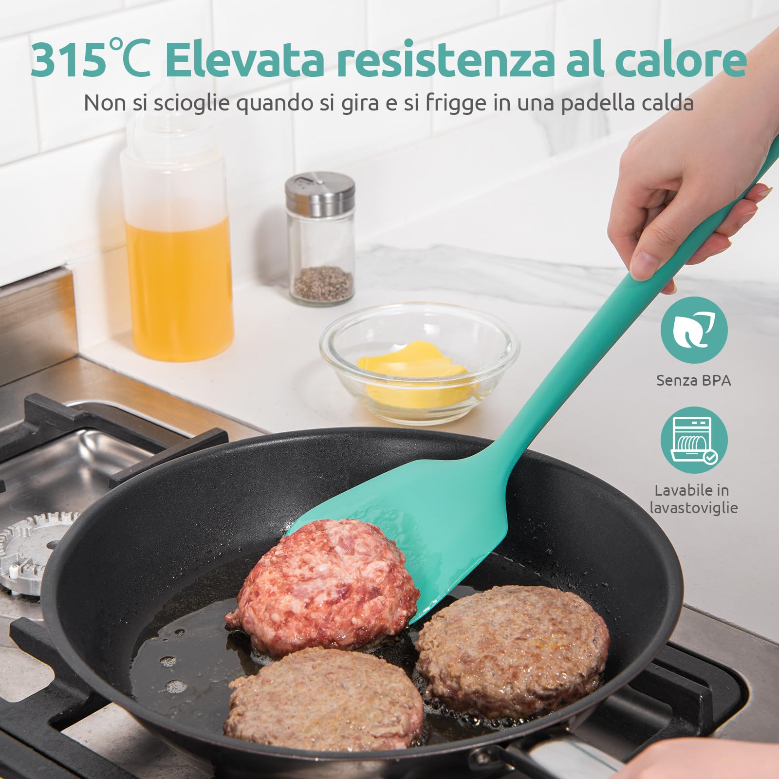 Set 2 Spatole Silicione U-Taste - Resistente Al Calore 315°C Per Cucina - Foto 4
