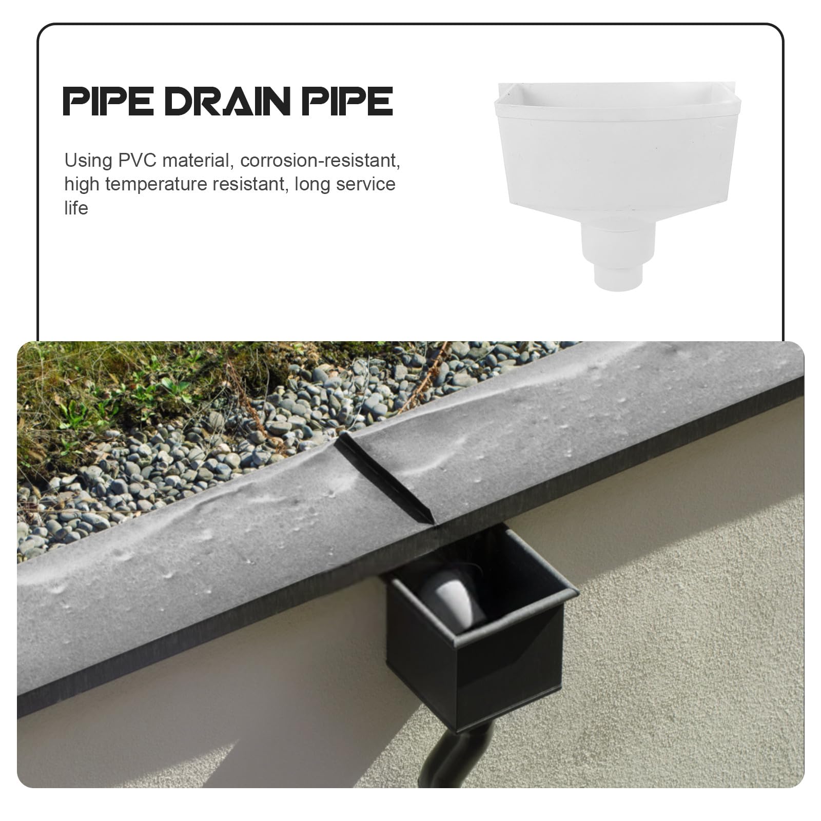 Adaptador de Bajante para Canalón en Pvc Blanco, Resistente y Fácil de Instalar, Accesorio Adecuado para Drenaje Exterior y Canaletas Pluviales
