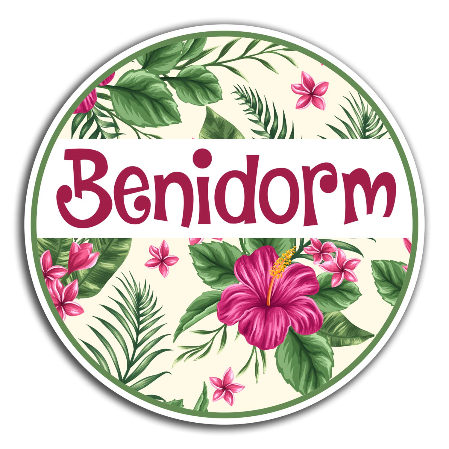Destination Vinyl Ltd Multi 2 X 10Cm Benidorm Spain Vinyl Stickers - Travel Sticker Laptop Luggage #32780 (10Cm Wide)
