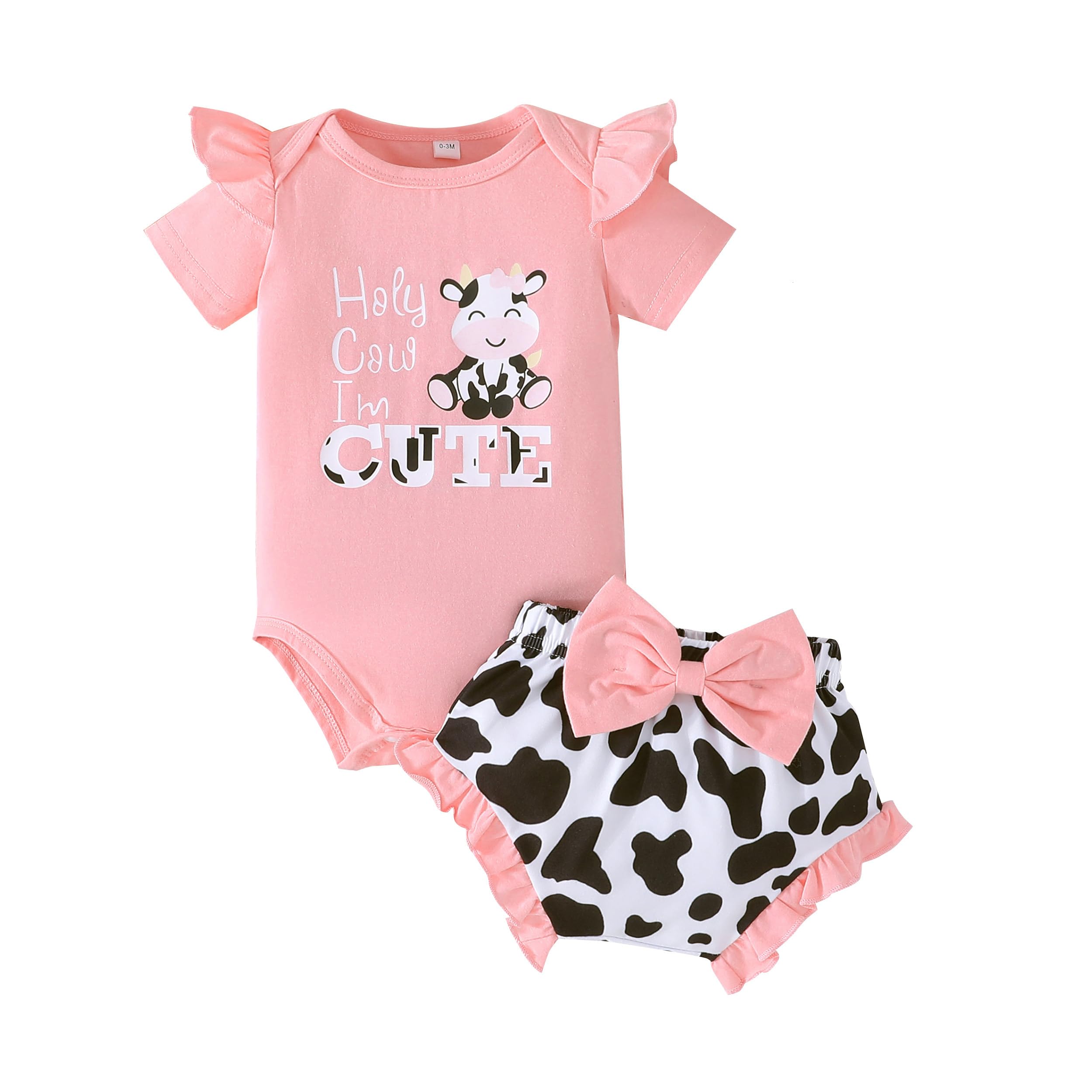 SUREPOCH Baby Girl Summer Clothes Cute Ruffle Sleeve Romper & Shorts Set for Newborns & Toddlers Soft Cotton Infant Outfits