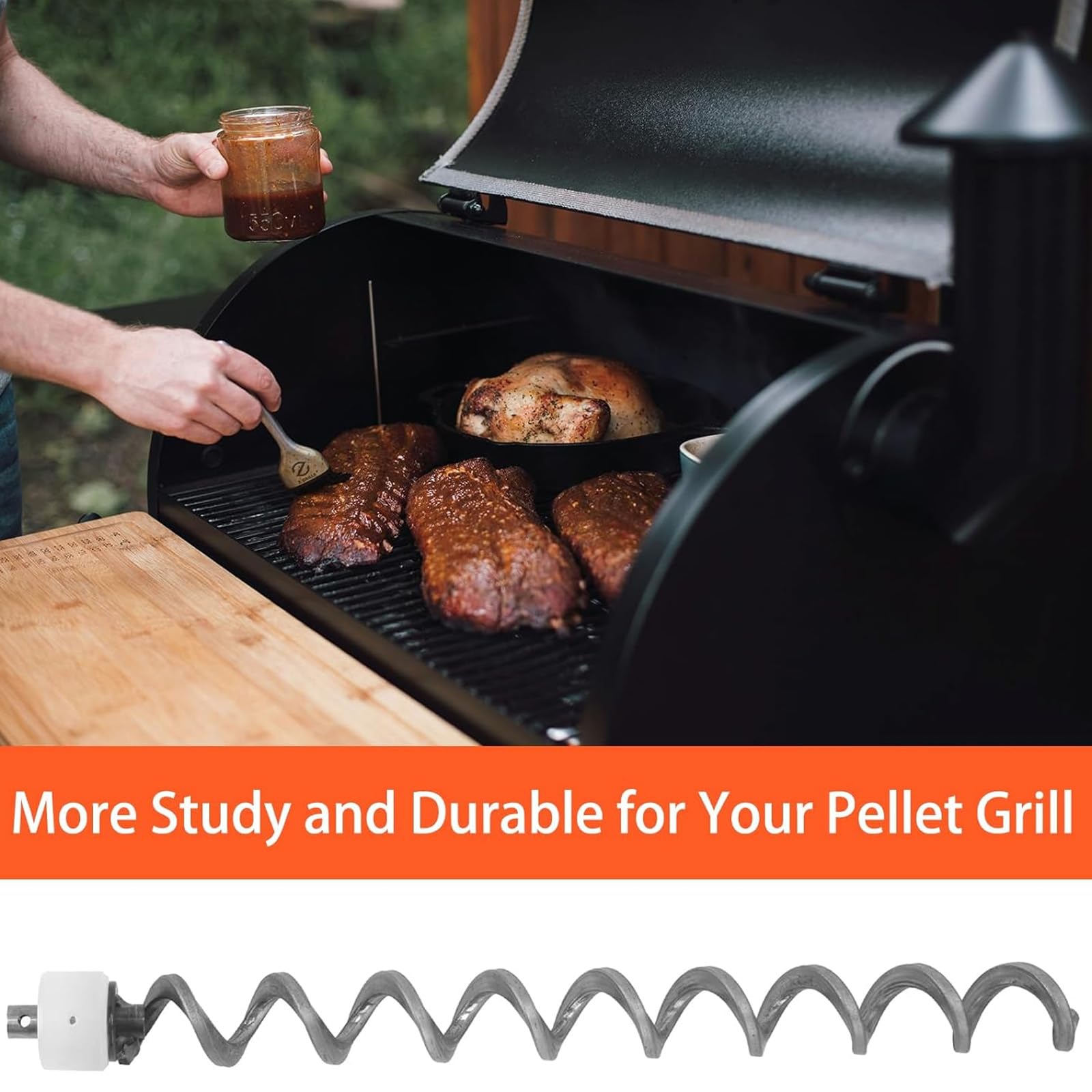 3 Sostituzione della Spazzola della coclea in Acciaio Inossidabile qualità Manutenzione delle Griglie a Pellet per Barbecue da Esterno Installazione Semplice degli Accessori delle Griglie