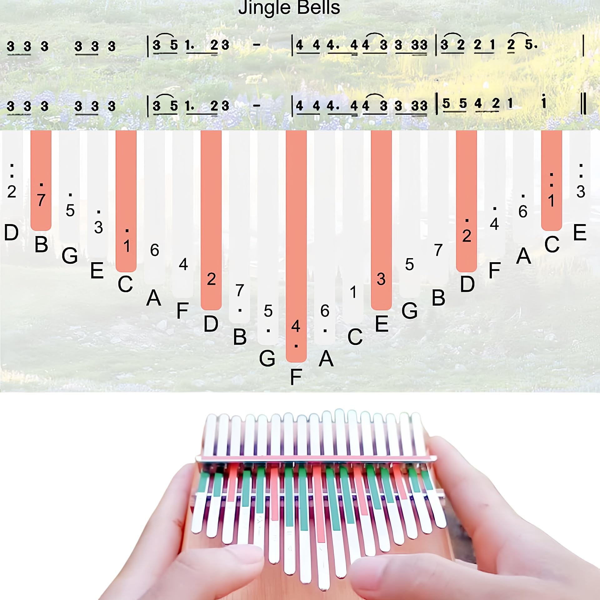 Fay Bless Tragbares Mbira-Fingerklavier mit 17/21 Tasten, mit Stimmhammer, Lernanleitung, Kalimba-Daumenklavier, Musikinstrumente (21 Tasten, Schmetterlingsholz)