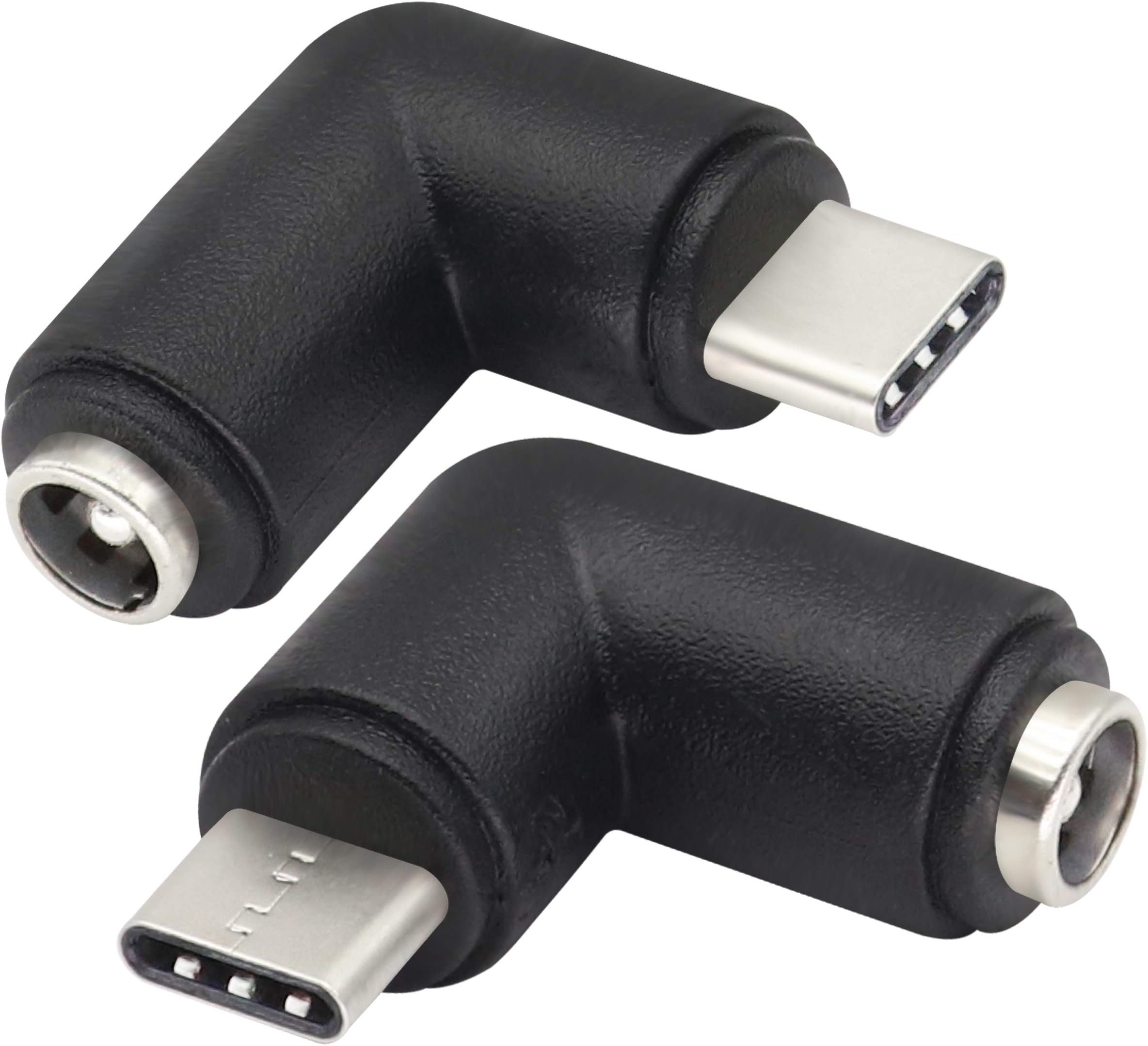 90 Degree Type C USB Male to DC 5.5x2.1mm Female Connector DC Barrel Jack Power Adapter for Type C USB Charging Device (2Pack)