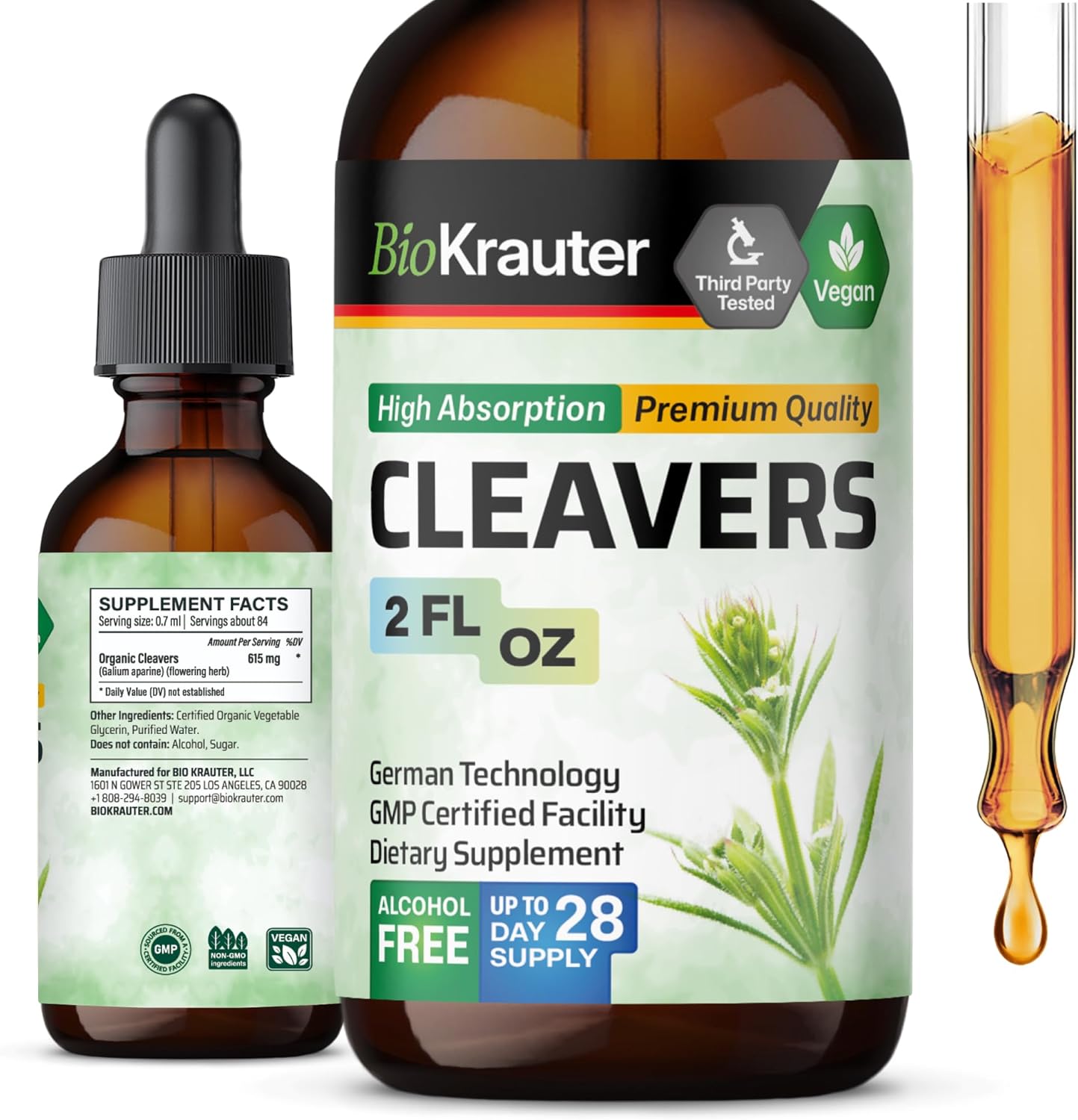 Cleavers Leaf Tincture Organic Cleavers Herb Liquid