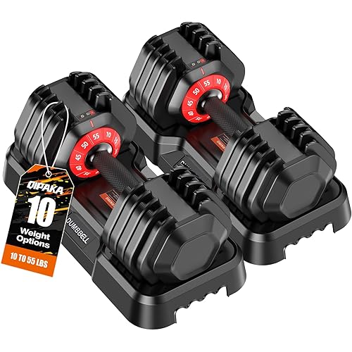 Adjustable Dumbbells Set of 2, Durable Weights Dumbbells Set, 10 in 1/15 in1 Weights Set with Anti-Slip Grip, Fast Adjust Gym Equipment Space Saving for Home Strength Training