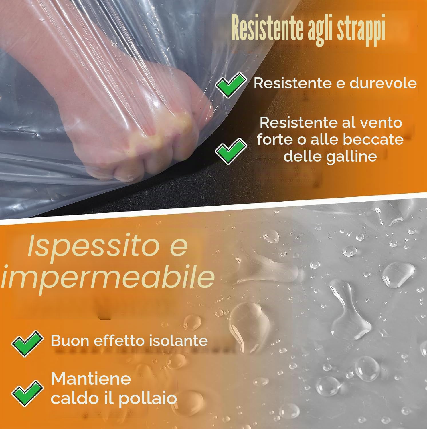 Copertura per pollaio, Tarpaulin impermeabile con eyelets, copertura per pollaio con cordini elastici e rope, facile da installare per grandi camminate in chicken Coop, trasparente per giardino