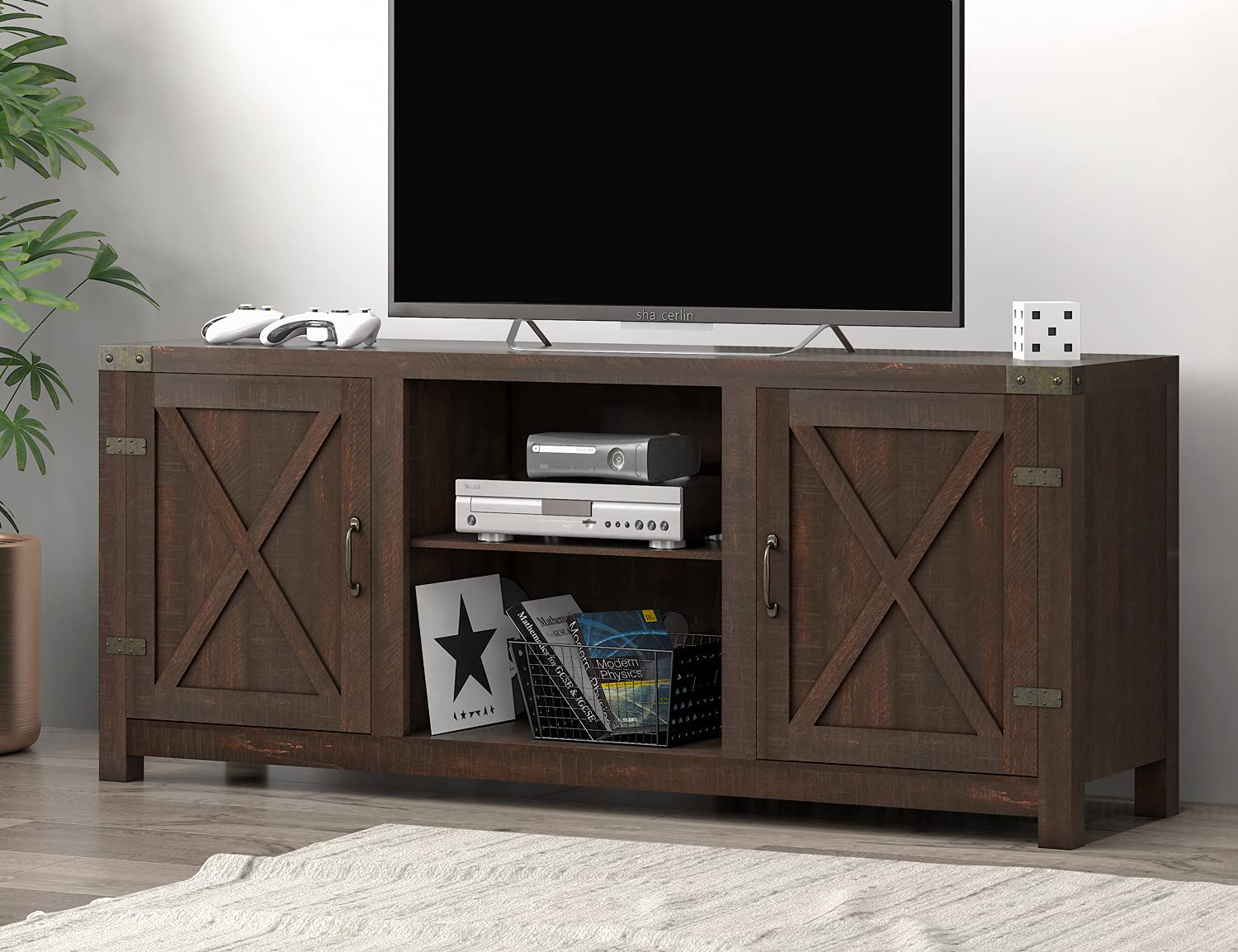 Buy SHA CERLIN TV Stand for TVs up to 65", Farmhouse Double Barn Door