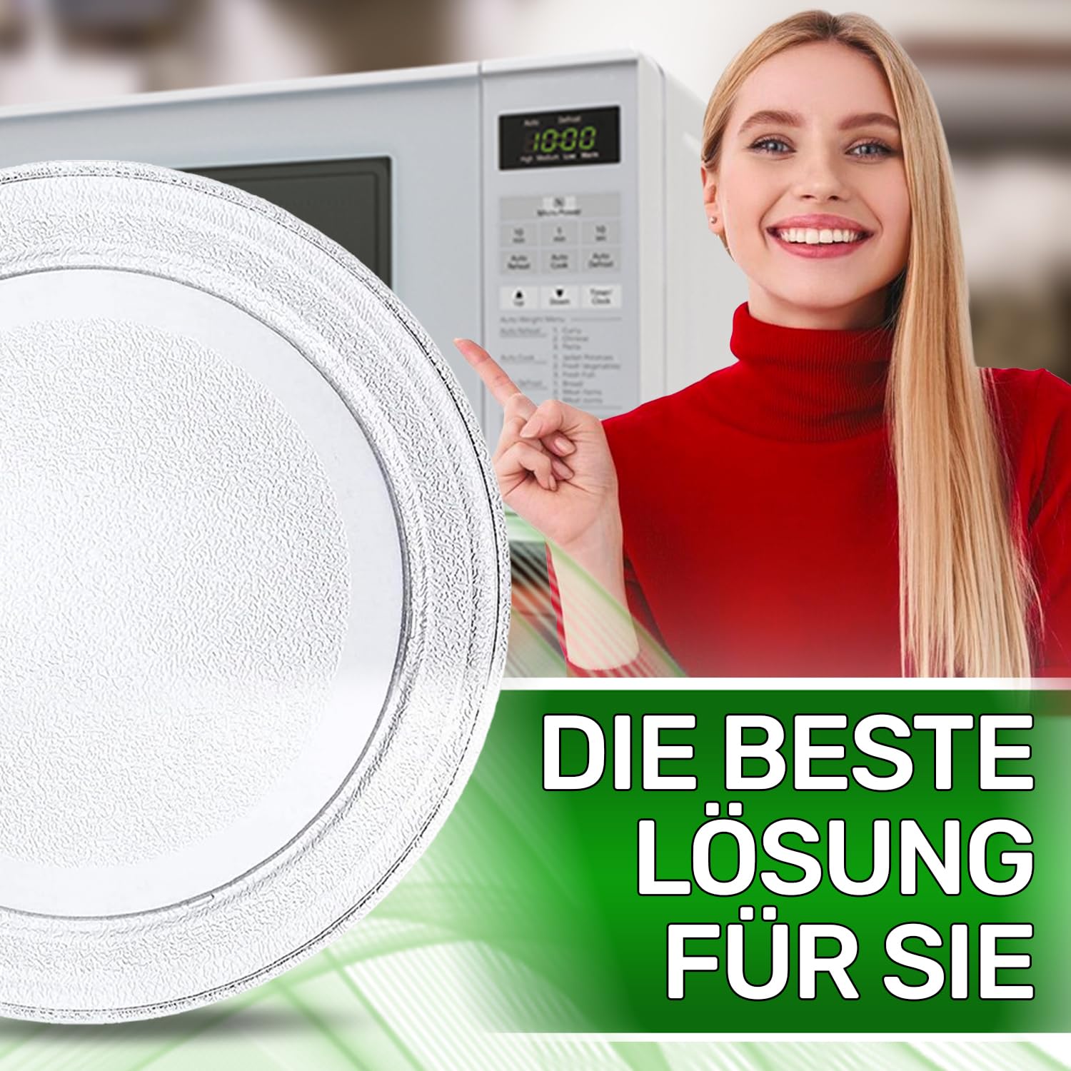 Mikrowellenteller Glas mit einem Durchmesser von Ø 24,5 cm hat 3 Befestigungsfüße am Boden - ONIX TECH
