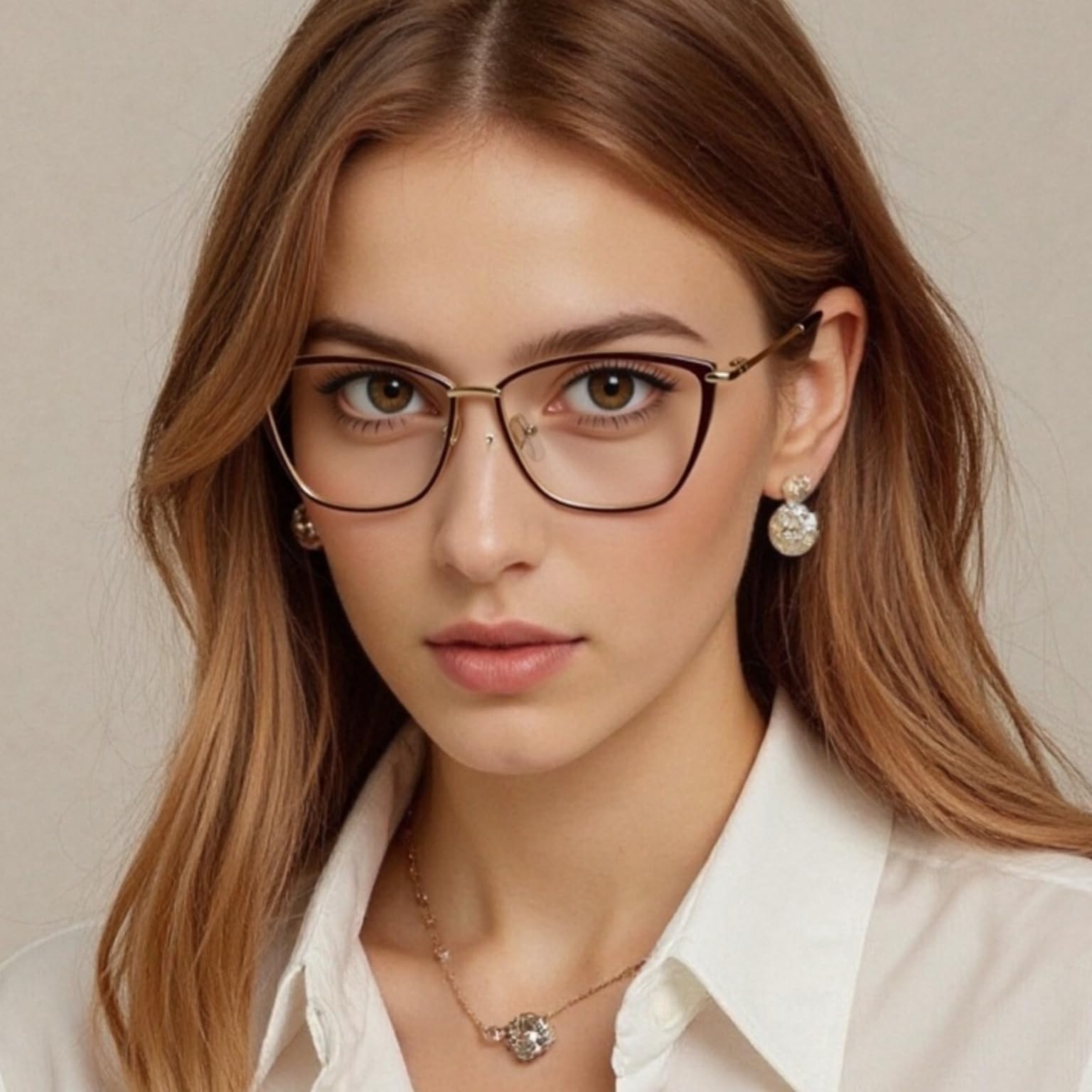 Mode classique femmes lunettes métal verres clairs oeil de chat lunettes