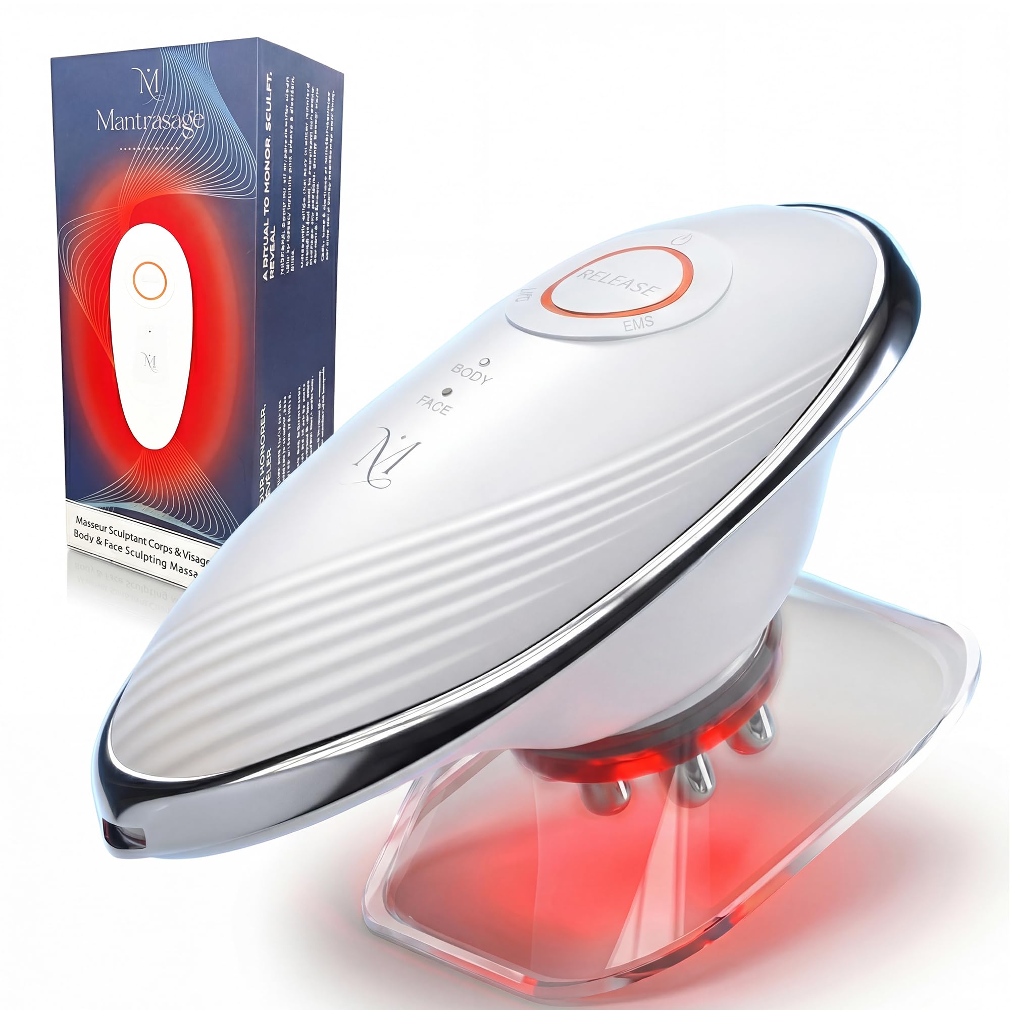 Masseur Sculptant Anti-Cellulite à Ventouse Électrique Corps & Visage 3 en 1 Mantrasage | Palper-Rouler, Lifting EMS & Thérapie Lumière Rouge | Drainage & Raffermissement Cuisses, Ventre, Bras, Fesses