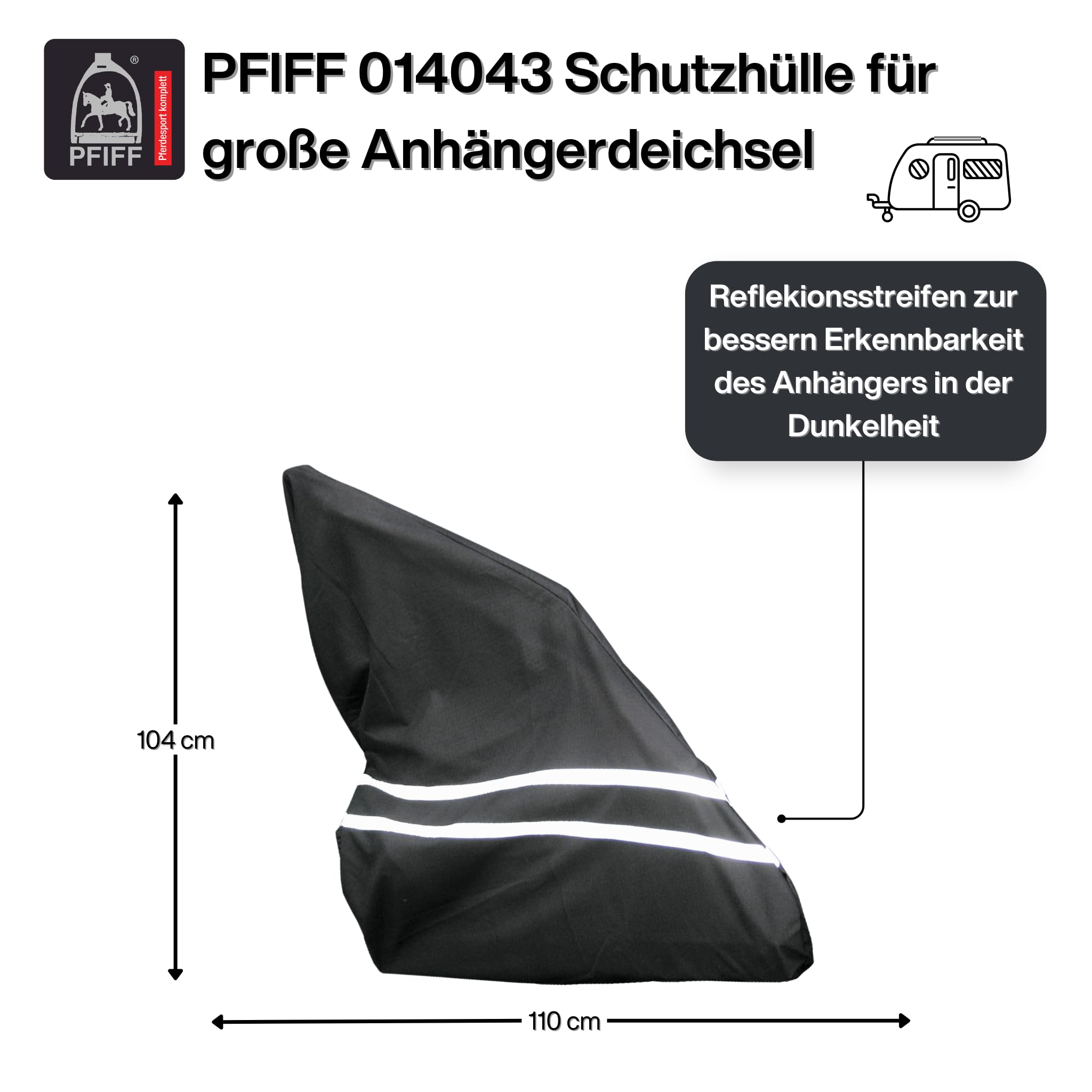 PFIFF pokrowiec ochronny na dyszel przyczepy, czarny