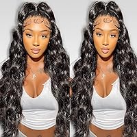 Vista 6 de Peluca de encaje frontal transparente de cabello humano virgen brasileño ondulado, peluca frontal de encaje de 13 x 6 pulgadas, prearrancada