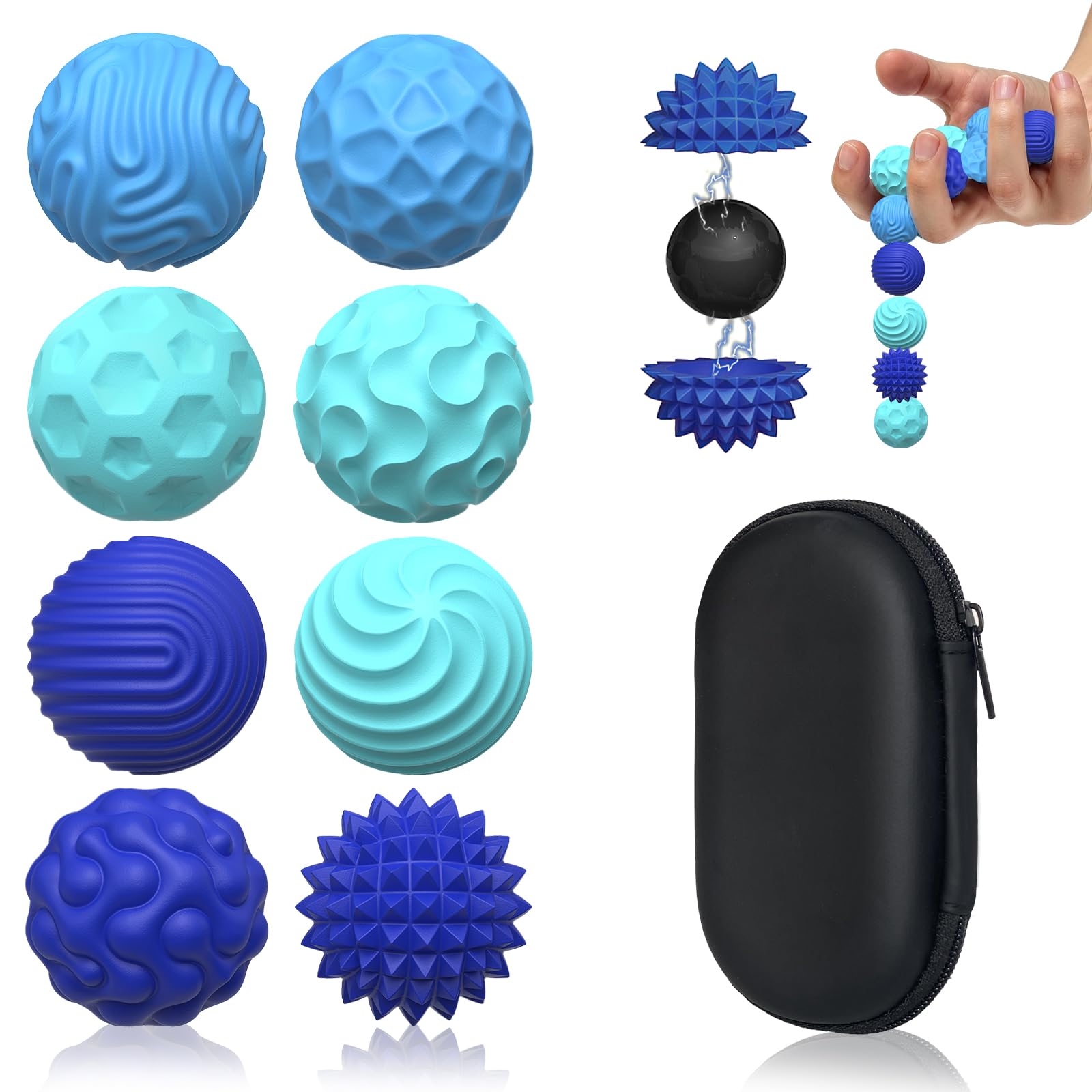 Accevo 8PCS Silicone Magnetic Fidget Balls Toys, Stress Relief Sensory Toys for Fingers Hands, Weighted Texture Tactile Sensory Fidget Balls, Pain Stimming Tools for Adults & Teens with Autism