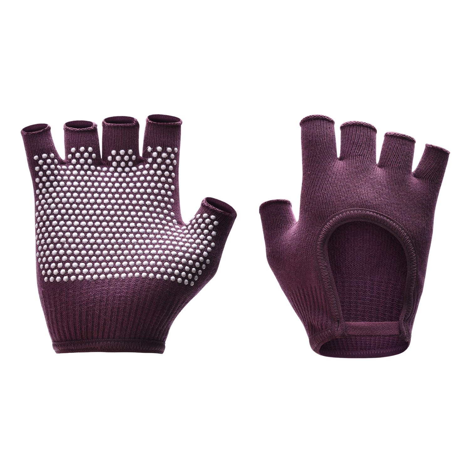 oasymala Non-Slip Fingerless Yoga Gloves – Ideal for Pilates, Barre, Air Yoga, and Fitness Workouts – Breathable Fabric with Enhanced Grip for Stability (Burgundy)