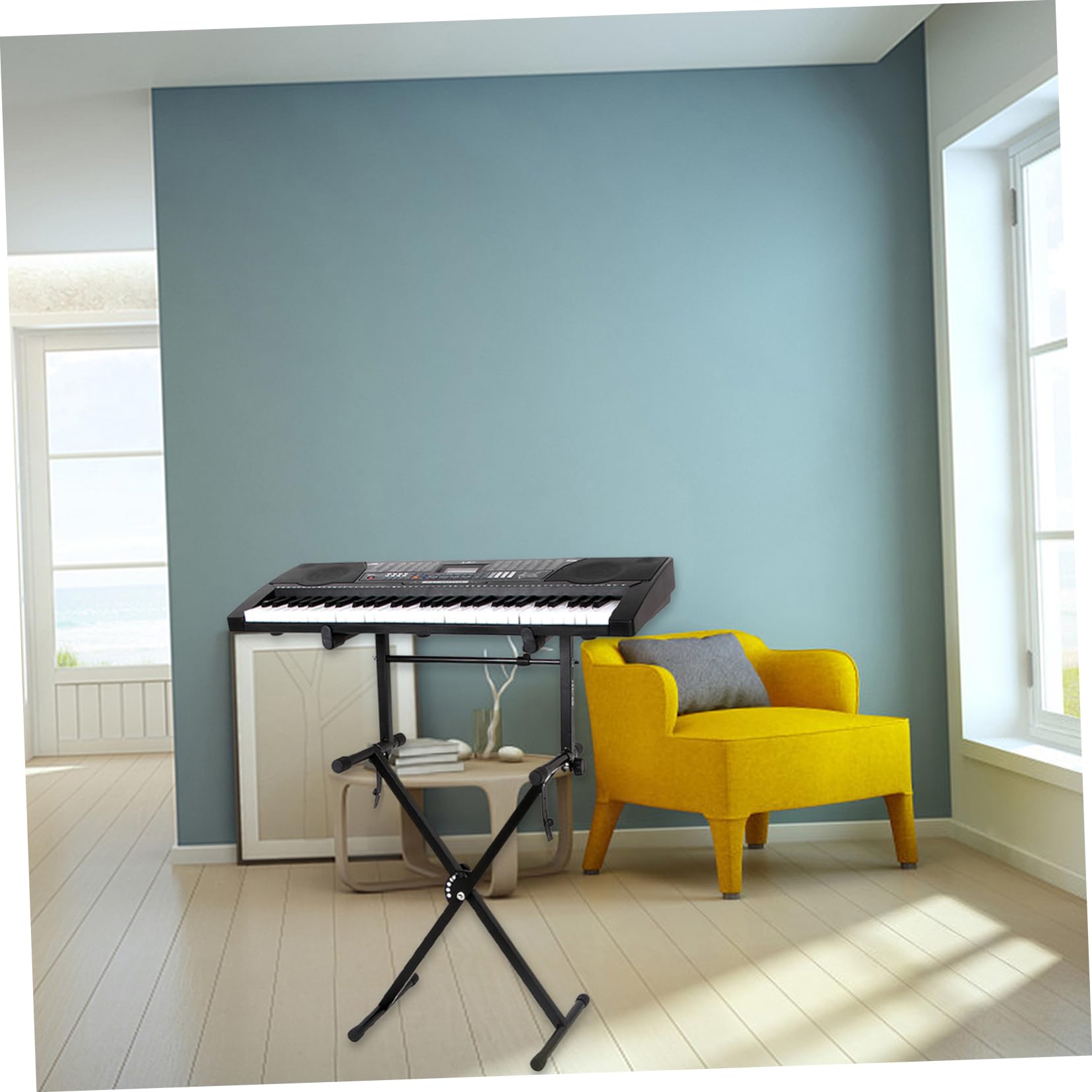 Supporto Per Tastiera Regolabile in Larghezza Doppio Tubo, Altezza 47-71 Cm, Pieghevole e Facile Da Montare, Adatto a Tastiere Elettroniche e Organi, Uso Domestico e Concerti