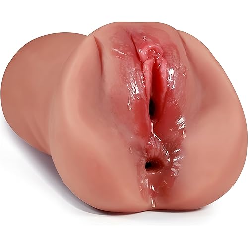 Male Masturbators with 3D Realistic Textured Pocket Pussy and Tight Anus Sex Stroker,Sex Doll Adult Toy,Men's Blowjob Anal Play (Brown)