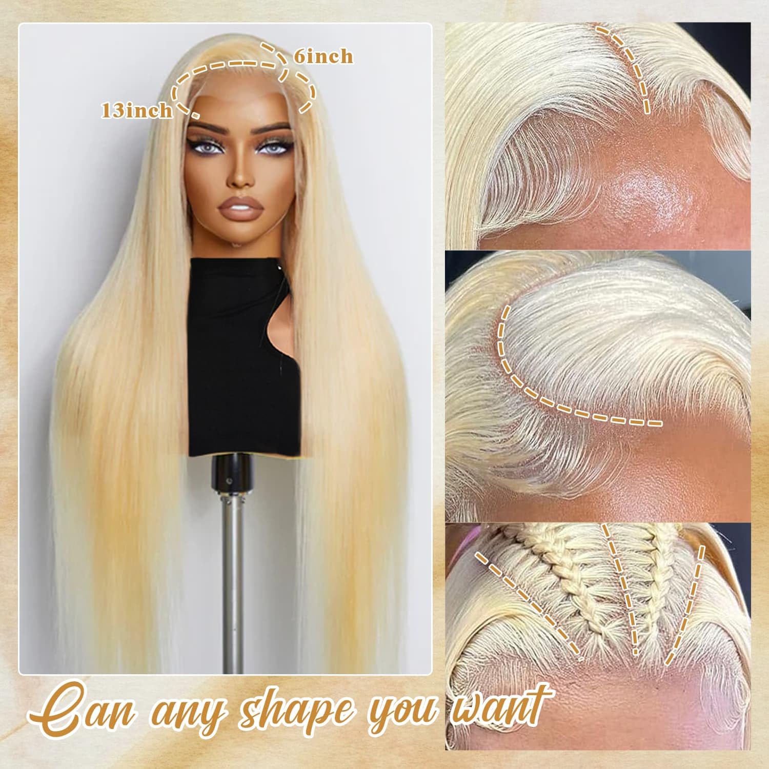 613 Lace Front Wig Human Hair 200 Density Blonde Wig Human Hair 22 inch 613 Straight Lace Front Wig Human Hair Pre Plucked 613 HD Lace Frontal Wig 13x6 Wigs for Women