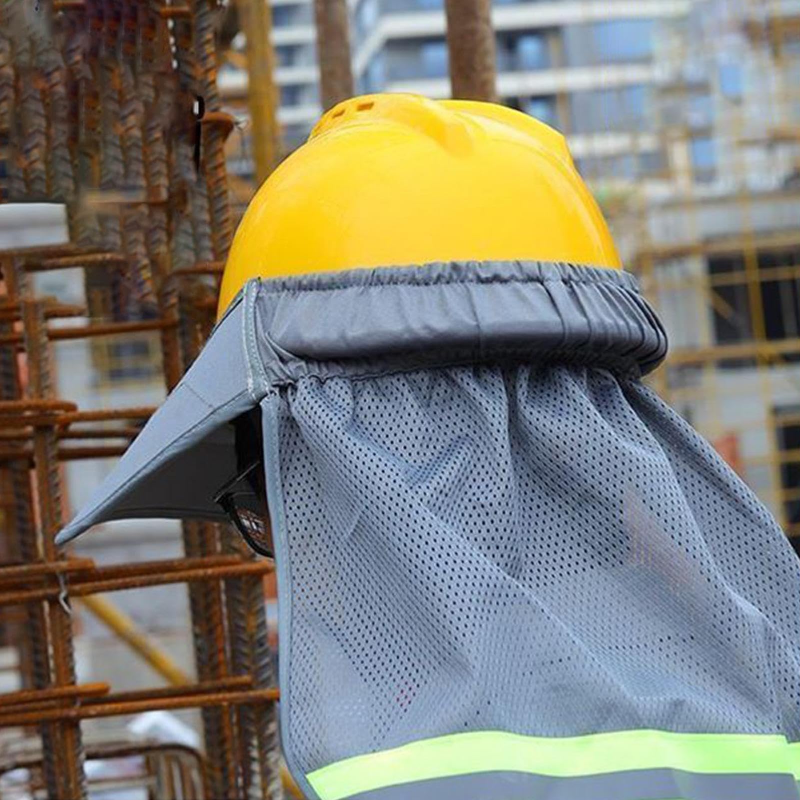 Osłona kasku | osłona na szyję z pełnym rondem | paski odblaskowe, akcesoria do kasku, sprzęt ochronny na plac budowy, ogrodnictwo, magazyn, na zewnątrz, dla mężczyzn i kobiet
