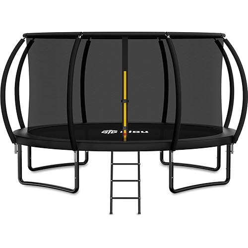 Gigu 10FT 12FT 14FT 15T 16FT Recreational Trampolines with Enclosure Net and Ladder and Anti-Rust Coating, ASTM Approved Trampoline Outdoor for Kids and Adults Outdoor Yard Trampolines