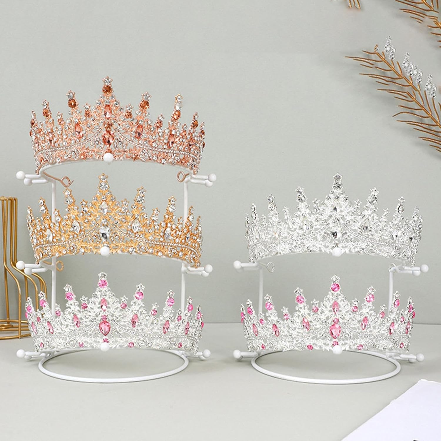 BNF Wedding Tiara Support Stand Metal Princess Holder for Shocks Home Wedding White 2 Tier | Clothes, shoes and accessories | Women Accessories | hair accessories BNF Wedding Tiara Support Stand Metal Princess Holder for Shocks Home Wedding White 2 Tier | Clothes, shoes and accessories | Women Accessories | hair accessories