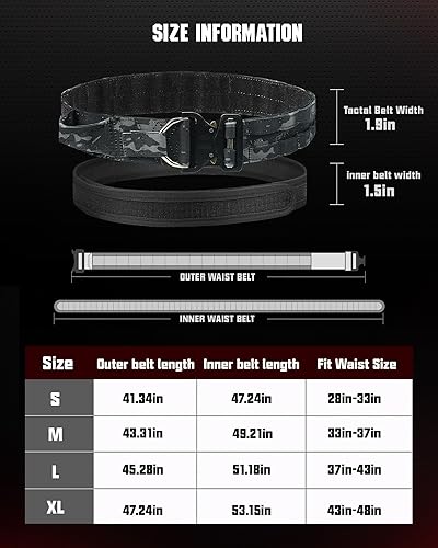 Miniatura 4 de Cinturón de liberación rápida Molle de 1.5 pulgadas interior y 1.9 pulgadas cinturón táctico resistente, Negro Cp