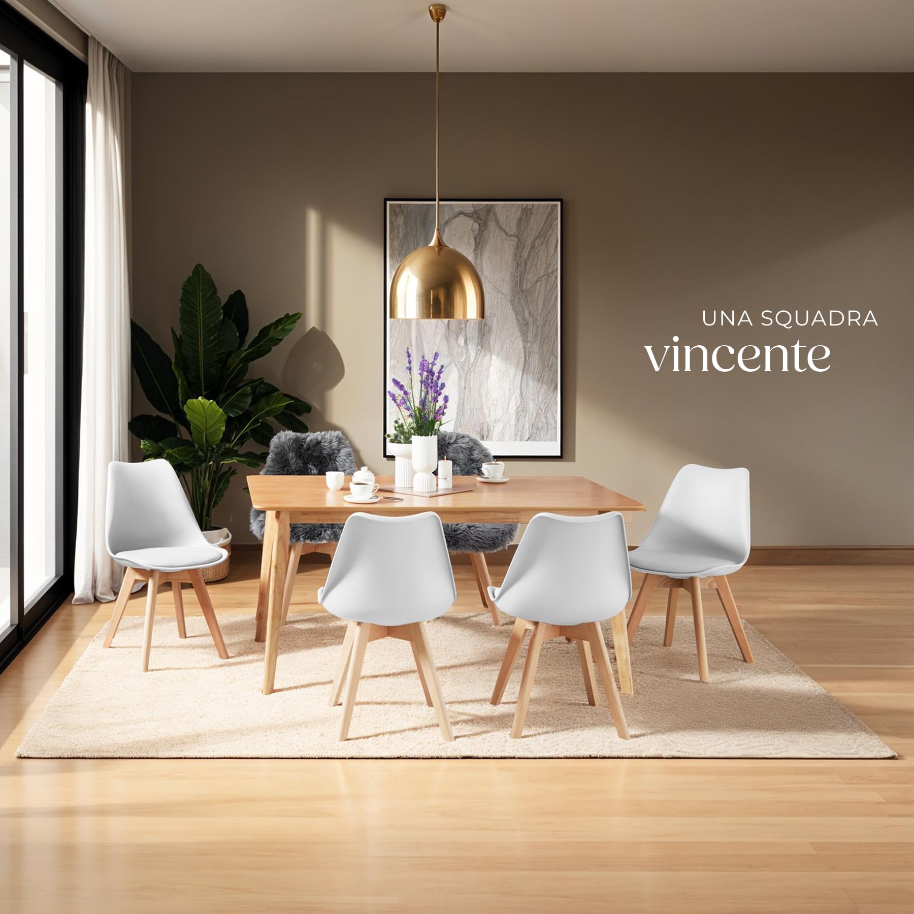 tectake® Set di 2 Sedie da Pranzo, Design Ergonomico, Perfette per Sala da Pranzo e Cucina, Struttura Stabile, Seduta Confortevole, Facili da Pulire - Bianco