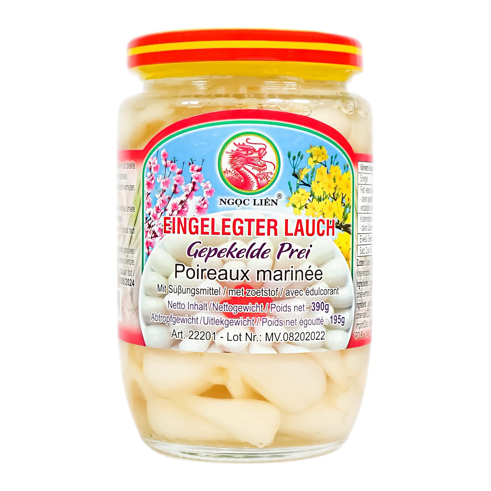3er Pack (3x 390g(ATG195g)) Ngoc Lien Cu Kieu Chua Ngot Eingelegte Lauchzwiebeln (Papa Vo®)