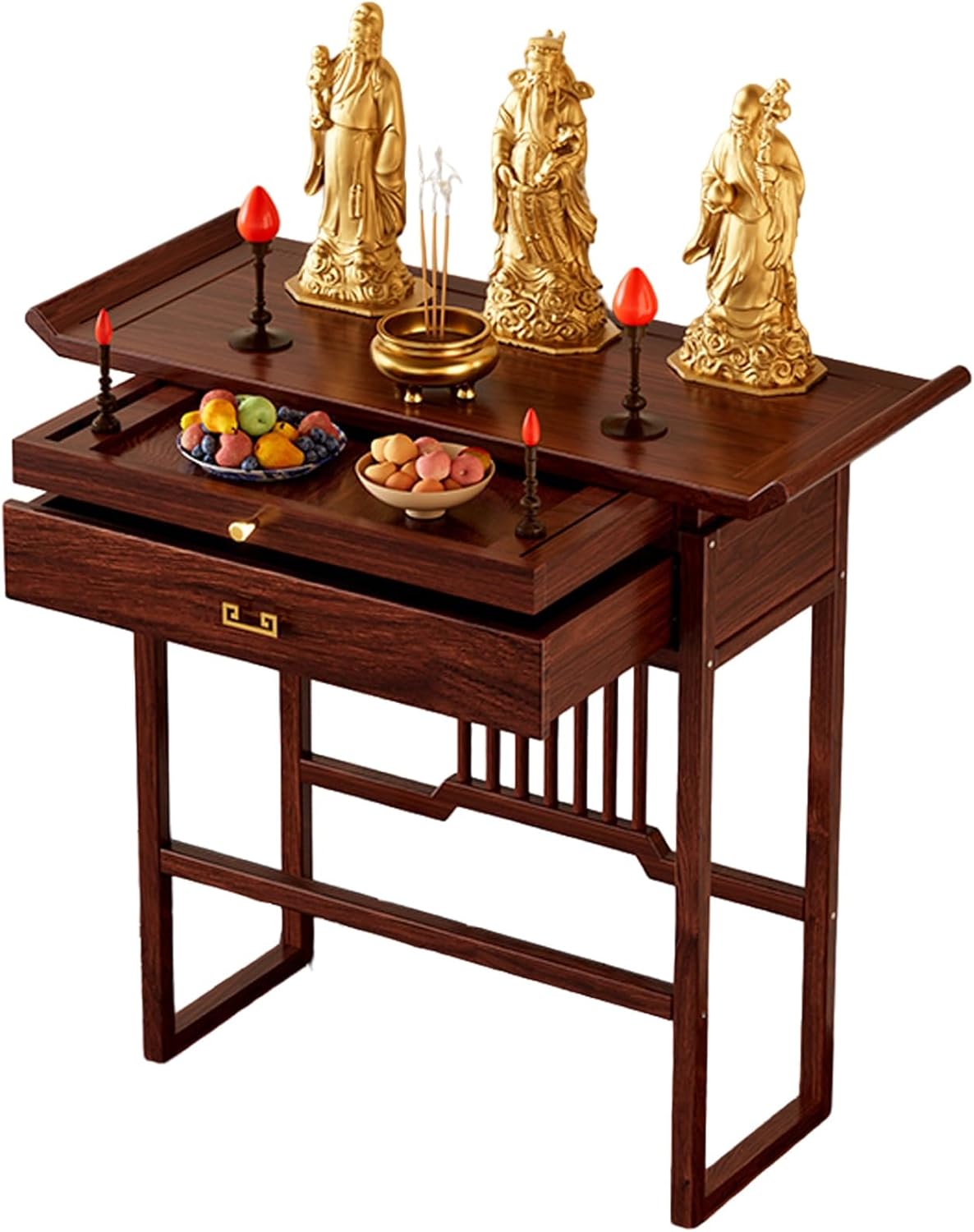 Personal Shrine Altar Table, Meditation Table with Storage Drawers, Wood Puja Tables for Home Easy Assembly, Prayer Relaxation(75cm/29.5'')
