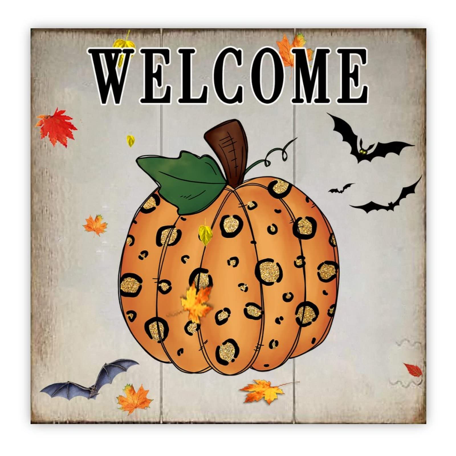 Tableau mural Halloween en bois de style primitif avec finitions artisanales