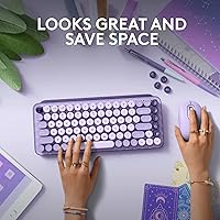 Vista 7 de Logitech POP Keys - Teclado mecánico inalámbrico con teclas Emoji personalizables, diseño compacto duradero, conectividad Bluetooth o USB, Cosmos