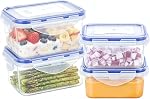 KIGI Conteneurs de stockage des aliments, 4 Sidérurgie latérale, étanche, fuite-proof & Empilable, Idéal pour la préparation des repas, Déjeuner & Restes, Micro-ondes & Lave-vaisselle sans danger, en plastique sans BPA, 38 oz, 4.8 Coupe, 6 Ensemble de pièces