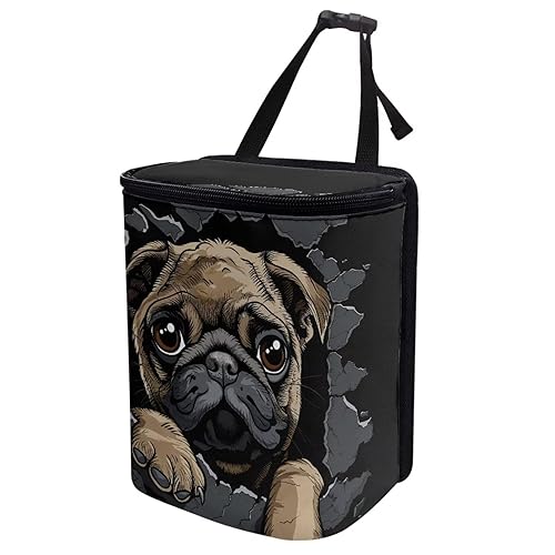 Miniatura 3 de Cubo de basura para automóvil con estampado de bandera estadounidense, diseño de ciervos, camuflado, tamaño Laege, cubo de basura portátil ajustable