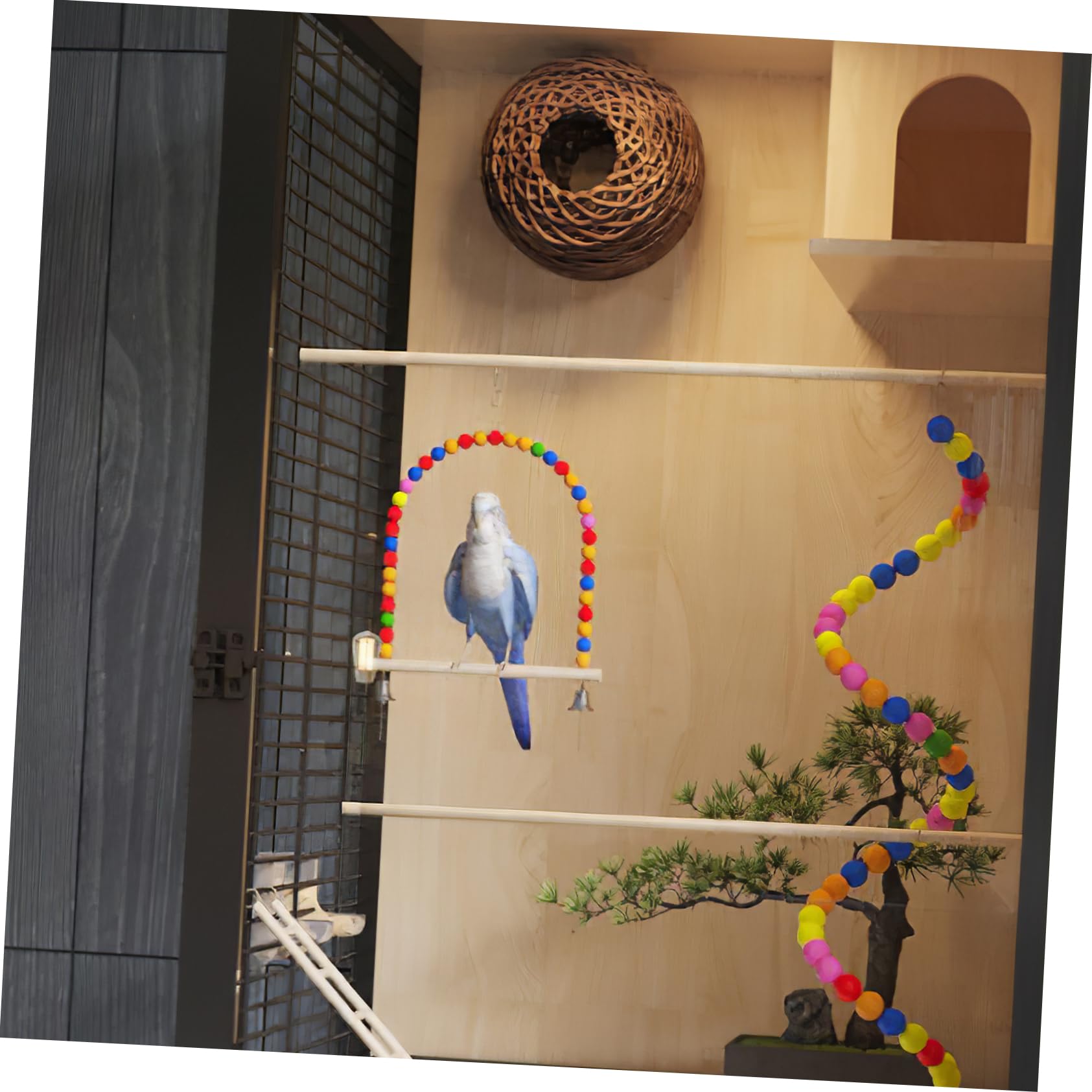 UPKOCH Juguete de Entrenamiento para Loros y Pájaros, Dispensador de Comida Resistente de Metal y Plástico, Adecuado para Entretenimiento y Desarrollo de Inteligencia Color Aleatorio