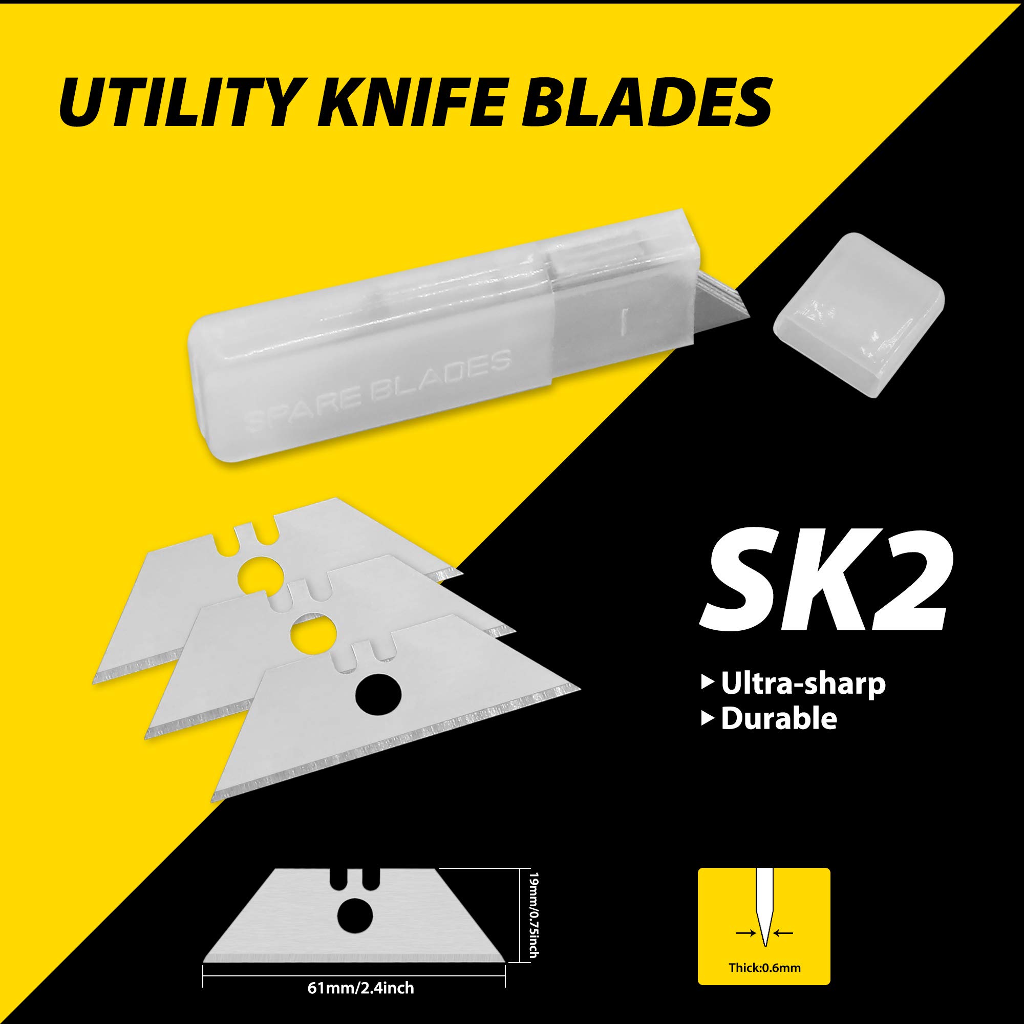 XW Cuchillo De Seguridad Retráctil Automático, Cortador De Caja De Cambio Rápido De Cuchillas, Almacenamiento De 4 Cuchillas De Repuesto En El Mango