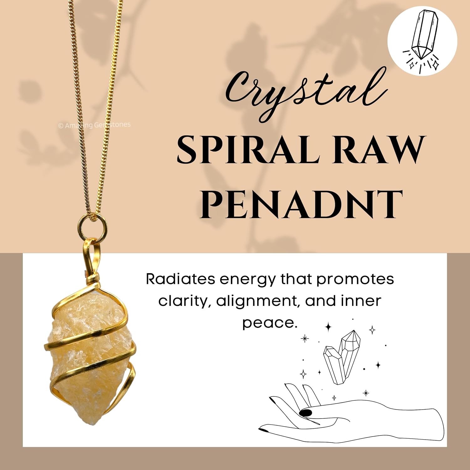 Amazing Gemstone Raw Crystal Necklace for Women - Premium Raw Healing Crystals for Gifts for Mom, Mothers, Teen Girls and Girlfriend