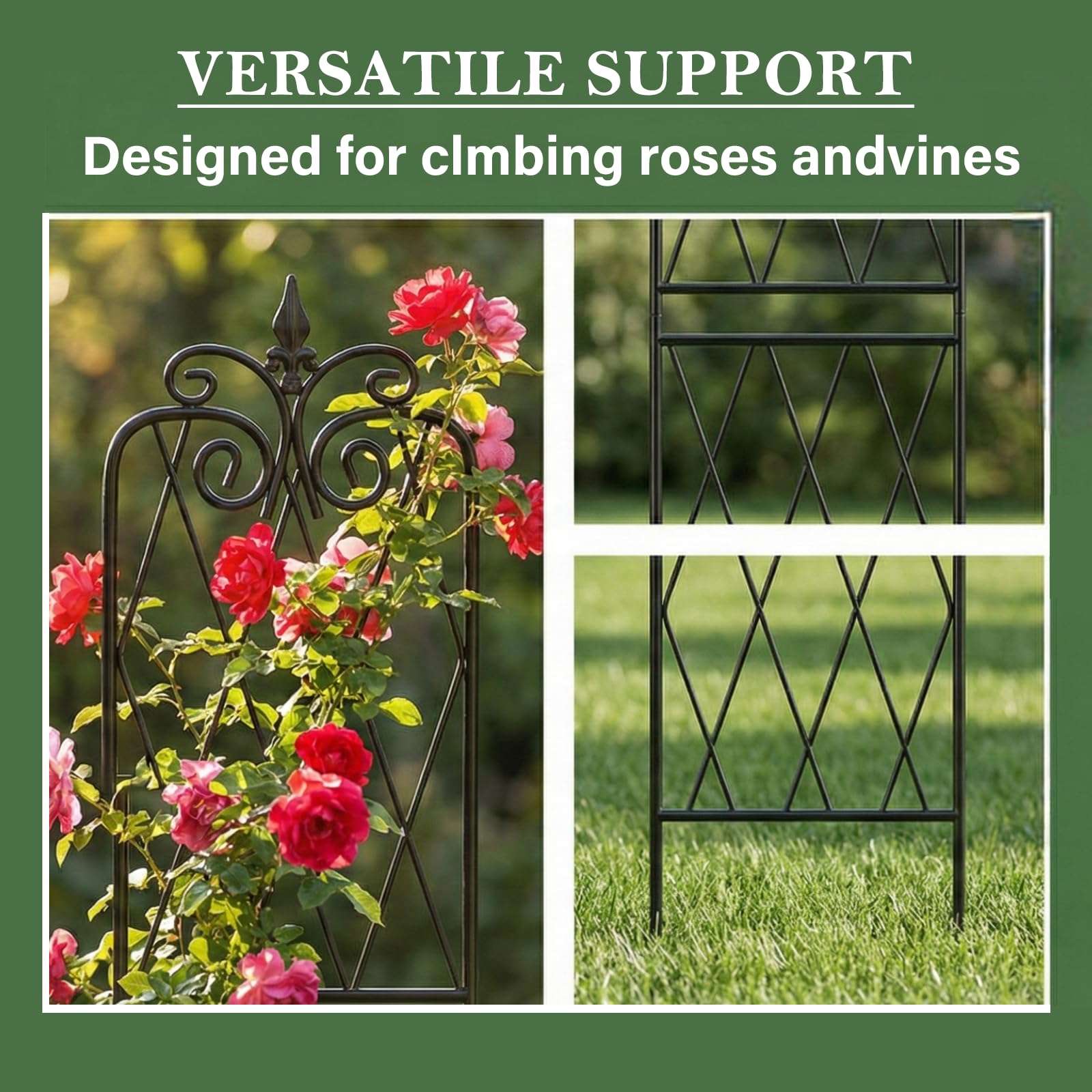 2 Pack 71" H x15 W Trellis,Black Garden Trellis for Climbing Plants Outdoor Metal Frame Sturdy Trellises for Rose