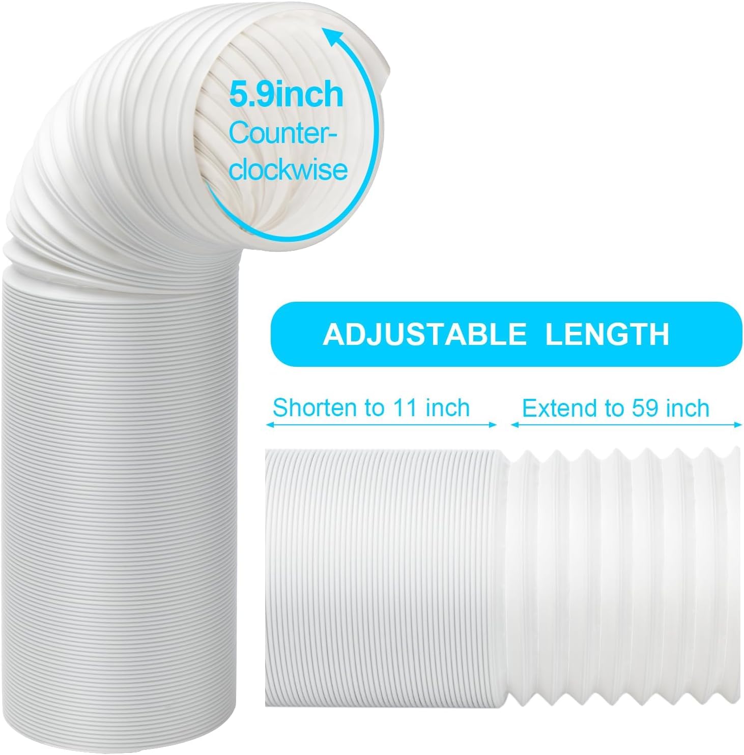 AGPTEK 15CM Tubo di Scarico del Condizionatore d'Aria Portatile, in PVC, Diametro 15 CM, Filettatura Oraria, Tubo di Ricambio Universale, Estensibile 150CM di Lunghezzaza