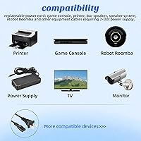 Vista 2 de Cable de alimentación de TV, enchufe de pared de CA de 2 clavijas, cable de alimentación de 2 ranuras para Samsung LG TCL Sony Apple LED LCD