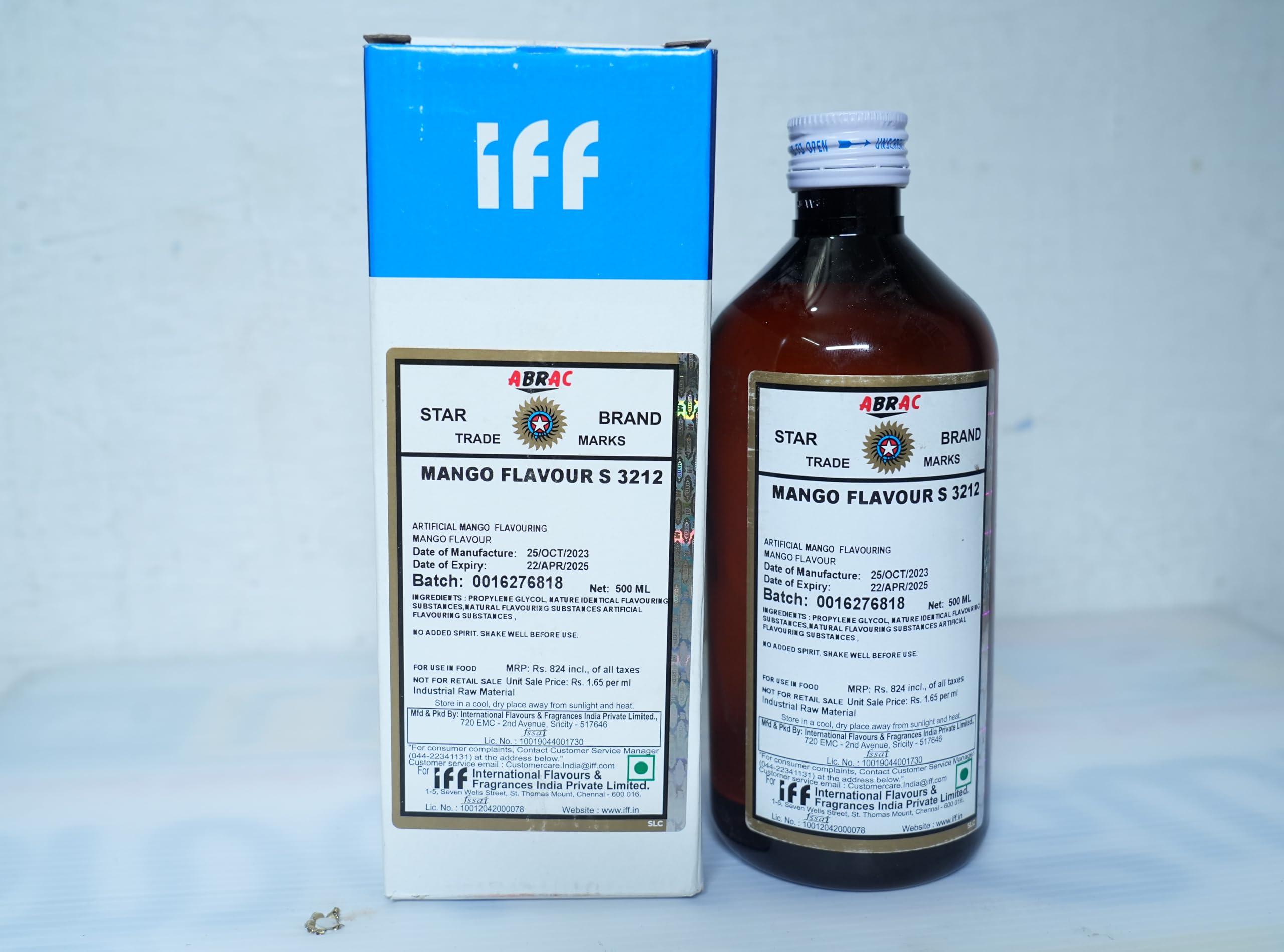 Bakers Galaxy-IFF-Mango Flavour 3212-Food Essence 500ml (commonly used in baking, beverages, confectionery, ice creams and desserts)