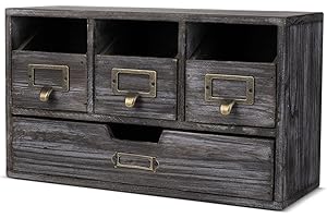 Flexzion 4-Drawer Library Card Catalog Tabletop Cabinet