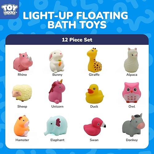 Miniatura 3 de TOY Life 12 juguetes de baño iluminados con animales de 1 a 3 años, sin agujeros, juguetes de baño para niños, regalos para bebés, regalos para
