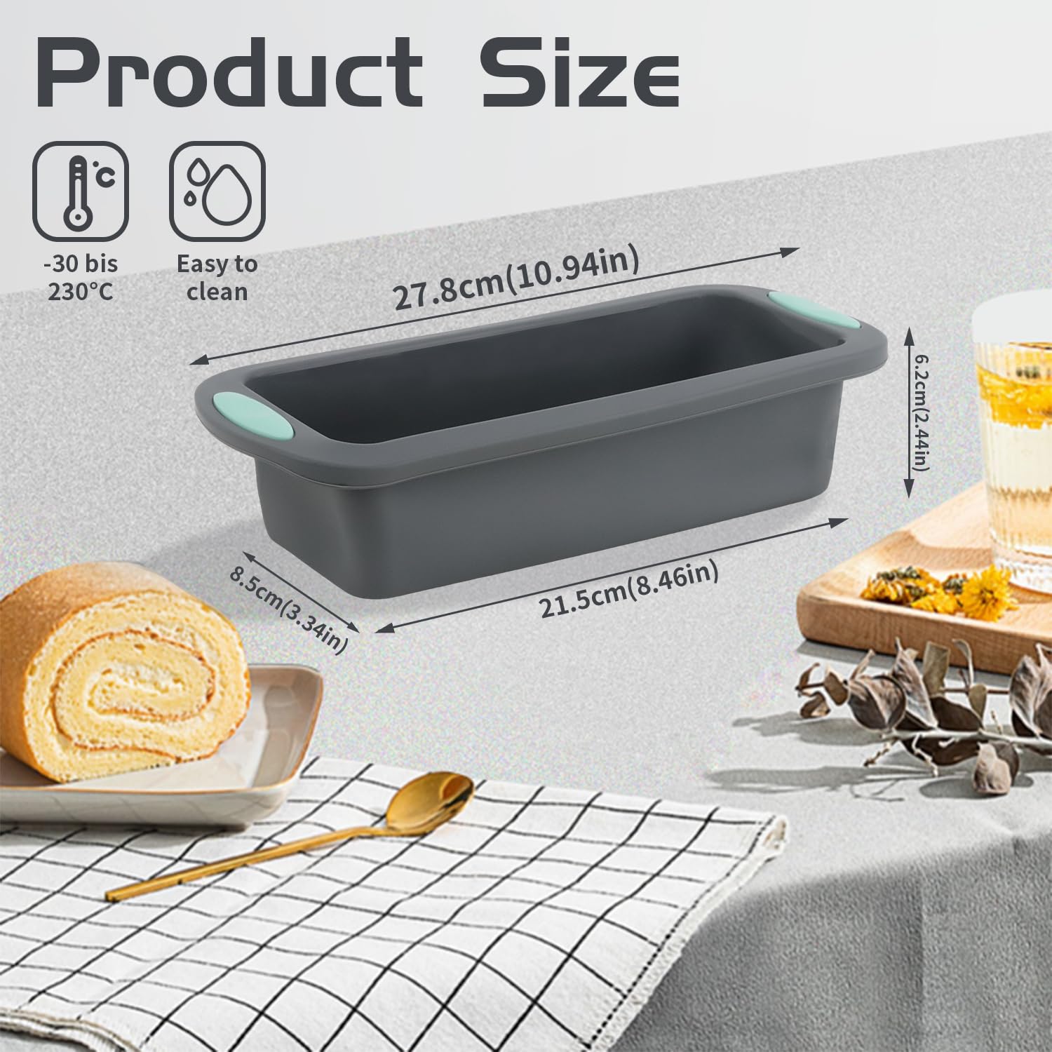 Moule à Pain Silicone 27.8x12x6.2cm - Antiadhésif Pour Four Et Air Fryer - Pour Cake, Pain, Brownies