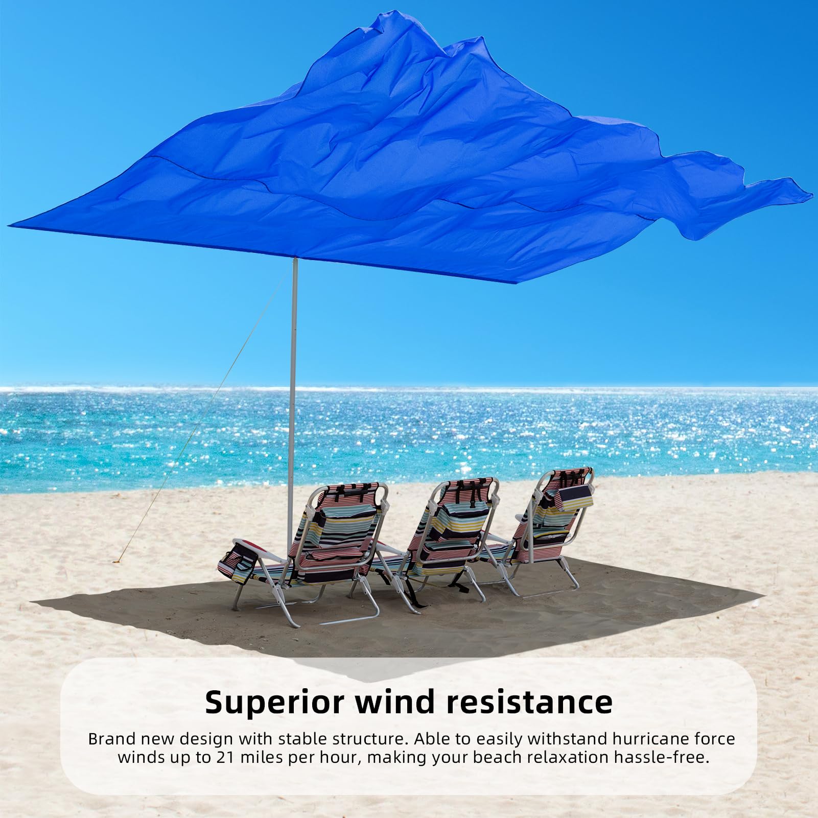 Tengou Portable Beach Shade for 3 People, Self-adjusts As The Wind Shifts, Foldable Beach Tentï¼ŒSun Shelters, Simple and Fast Sets up, Shelter for Outdoor Beach, Fights 20 Mph Winds, UPF50+